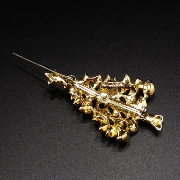 Gerry’s Christmas Tree Brooch Gold Tone Enamel Ornaments 1960s Vintage - Picture 9 of 10